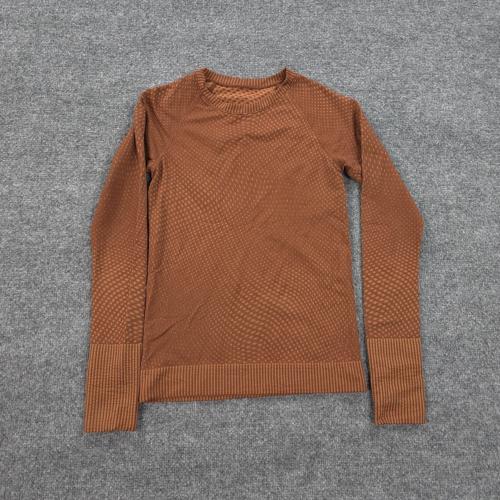 Lululemon Shirt Womens 4 Brown Rest Less Pullover Performance Run Gym Yoga Top
